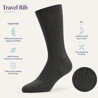 Calcetines de compresión B2B Travel Rib para programaciones de enfermería y cuidado, con opciones de clasificación por talla