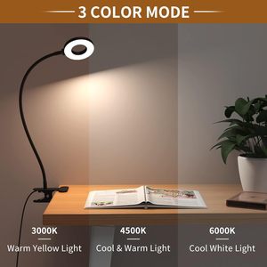 Lámpara de escritorio Led con luz de lectura y abrazadera, luz de lectura con brazo Flexible para niños, 3 modos de color, 10 niveles de brillo, regulable, alimentada por USB - Product Image 2