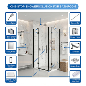 <span class=keywords><strong>Mampara</strong></span> de <span class=keywords><strong>Ducha</strong></span> de Esquina sin Marco de Vidrio Templado Impermeable con Puerta Abatible para Baño Moderno - Product Image 6