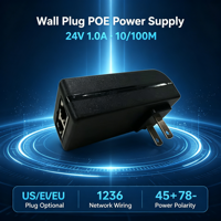 Inyector PoE Pasivo para Enchufe de Pared, DC 24V 10/100Mbps Ethernet, Fuente de Alimentación ABS para Cámara IP, AP Inalámbrico, Red Doméstica y de Oficina