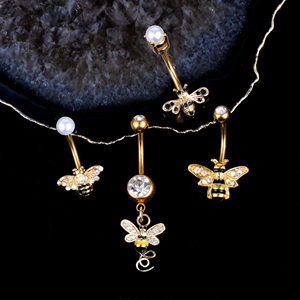 2025 élégant nombril anneau tendance sexe cristal nombril <span class=keywords><strong>banane</strong></span> 316l chirurgical en acier inoxydable corps Piercing bijoux en gros - Product Image 5