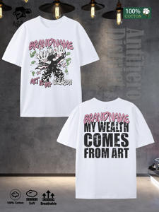 تي شيرت رجالي من القطن 100٪ بتصميم ستريت وير فضفاض بخمسة ألوان من مستودع واشنطن العاصمة - Product Image 4