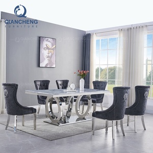 Sillas de Comedor de Terciopelo Estilo Italiano, Económicas, para Restaurante y Cocina, con Anillo de Tirar con Cabeza de León - Product Image 2
