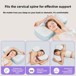 Oreiller cervical en mousse à mémoire de forme avec noyau à rebond lent, forme rectangulaire, modèle de sommeil sain - Product Image 3