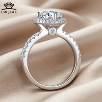 Bague EMEJEWE en argent 925 avec diamant de laboratoire en forme de cœur de 1 carat, sertie de griffes, certifiée IGI, unisexe, bande polie et lisse, pour mariage et anniversaire