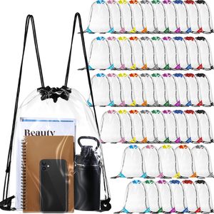 Custom Logo Promotional Waterproof Drawstring Bag Portable Clear Travel DrawString Backpack