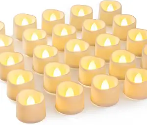 Velas Homemory sem chama, 72 pacotes de velas votivas operadas por bateria, velas LED luz de chá com luz branca quente