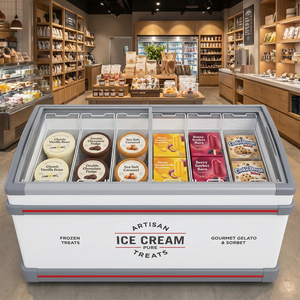 Congélateur <span class=keywords><strong>coffre</strong></span> à glaces avec autocollant personnalisé, dessus coulissant, grande capacité, mini-réfrigérateur horizontal fiable pour desserts surgelés - Product Image 4