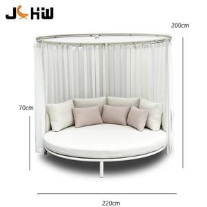 Lujo Resort Hotel Playa Patio Dosel al aire libre Muebles Piscina <span class=keywords><strong>Cama</strong></span> de salón ajustable Aluminio Jardín moderno Daybed con cortina - Product Image 6