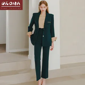 Droma เสื้อออฟฟิศสไตล์ใหม่สำหรับผู้หญิง,เสื้อผ้าบูติกแฟชั่นชุดสองชิ้นปี2022