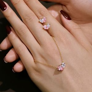 Dylam Tiny Luxurious S925 <b>Silver</b> 18K Gold Plated Double Stone Waterdrop Heart Shape 5A Zirconia Stud Earrings for Daily <b>Dress</b> up - Product Image 5