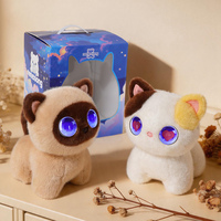 20cm KI Siamesische Katze Plüschtier, 66-Sprachen Sprechendes Stoffkätzchen, Intelligenter Sprachkommunikations-Roboter-Plüsch, Leuchtende Sternenaugen, Geschenk