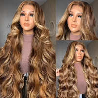 Perruques Lace Front Body Wave Blondes Mèches Blondes Cheveux Humains pour Femmes Noires – Fournisseur Populaire # Perruque frontale en dentelle suisse HD colorée 4/27