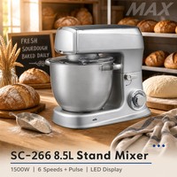 Batteur sur socle 8,5 L pour la pâtisserie, blanc et or, 1500 W de puissance maximale, mélangeur alimentaire de cuisine, moteur 8840, 6 vitesses, écran LED pour boulangerie et usage domestique