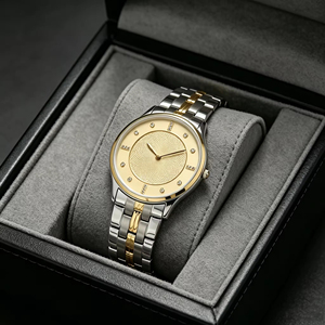 High Quality Fashion Golden Luxury Stainless Steel Quartz <b>Watch</b> with Auto Date Water Resistance Unisex Design - Product Image 1