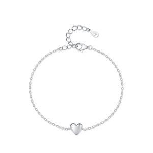 S925 sterling silver polished heart-shaped minimalist <b>bracelet</b>, a fashionable gift for women Customizable copper version - Product Image 1