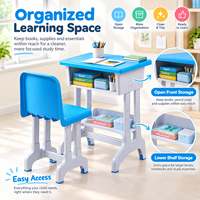Ensemble de bureau et chaise en PP pour étudiants avec panier en maille, mobilier scolaire pour l'école primaire et le collège