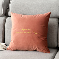 Housse de coussin carrée rose brodé en velours, nouvelle taie d'oreiller avec livraison gratuite, 18 "x 18"