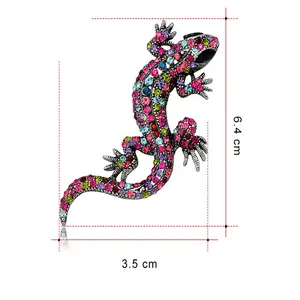 Belle Animal Styles Incrustation De Métal Animal Gecko Lézard Broches Pour Les Femmes Décoration Cadeau Bijoux Personnalisé