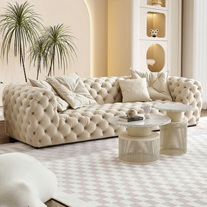 Divano |   Set di Divani a Tre Posti in Velluto di Lusso Stile Nordico |   Divano a U con Bottoni Trapuntati e Imbottitura in Lattice, Design Italiano per Casa e Ufficio - Product Image 4