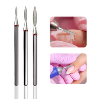 Mata Bor Kuku Bentuk Api Berlian 3/32 Shank Dry Manicure Burr untuk Membersihkan Kuku dan Menghilangkan Kutikula
