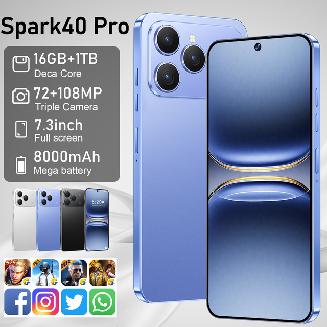 2026 New Spark40 Pro 5G Smartphone Unlocked Dual SIM Octa Core 108MP Camera LTE Global Version Big Memory New with for Play