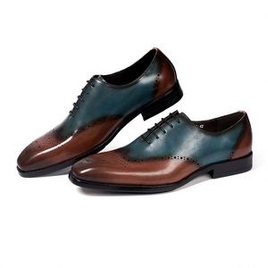 Chaussures Richelieu pour hommes en cuir faites à la main, multicolores, style italien, nouvelle collection automne, rehaussantes, luxueuses et tendance - Product Image 4