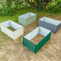 Jardinière rectangulaire en métal galvanisé de 17 pouces de hauteur, kit de jardinage surélevé