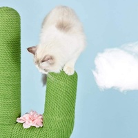 Arbre à chat en bois de sisal de style arbre, cadre d'escalade pour chat en forme de cactus avec corde de sisal, poteau à gratter pour chat résistant à l'usure