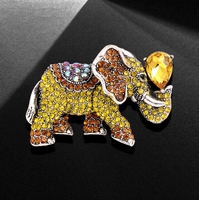 Bijoux vêtements cristal de bon augure chance Fortune éléphant alliage Rhinester éléphant Animal Corsage or éléphant broche