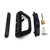 Poignée de porte coulissante simple en aluminium noir en forme de D, avec cylindre de serrure à clé et 2 clés, pour quincaillerie de porte d'entrée – Vente directe usine