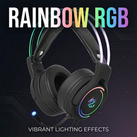 Casque de jeu filaire avec éclairage LED RVB PJT-DEP2471, écouteurs supra-auriculaires, microphone dynamique, connecteurs USB, codecs pour PC, ordinateur portable, voyage