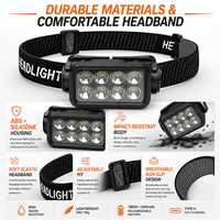 Lampe frontale LED à détecteur de mouvement K354, rechargeable, étanche IPX4, bandeau réglable pour le camping, la randonnée, le travail en extérieur, longue durée