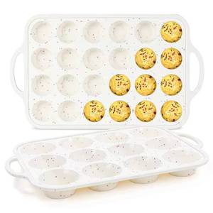 MUYULINS Factory 24-cup LFGB non-stick BPA Free metal reinforced frame mini silicone cupcake pan American <b>cake</b> <b>tin</b> baking mold - Product Image 1