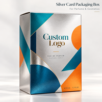 Boîte pliante en carton argenté personnalisée pour parfums et cosmétiques avec gaufrage et logo en feuille d'aluminium