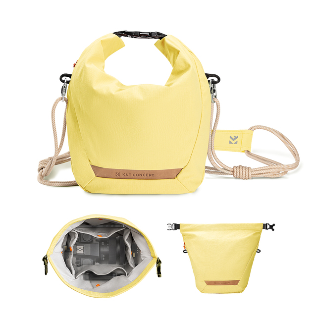 K&F Concept Yellow Camera Sling Bag Small Camera Bag Lightweight Crossbody and Inner Liner Bag for Protection and Versatility