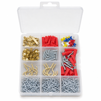 Kit d'Assortiment de 656 Pièces de Quincaillerie Mixte à Usage Quotidien : Clous, Chevilles, Crochets, Vis avec Boîte de Rangement pour l'Entretien Domestique et le Bricolage