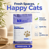 Litière pour chat en bambou biodégradable de qualité supérieure, 2,5 kg, à dissolution rapide, sans poussière, contrôle des odeurs, hautement absorbante, respectueuse de l'environnement