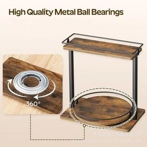Wooden Double Layer <b>Spice</b> <b>Rack</b> <b>Rotating</b> Kitchen Condiment Organizer Countertop Storage 2 Tier Multipurpose - Product Image 4