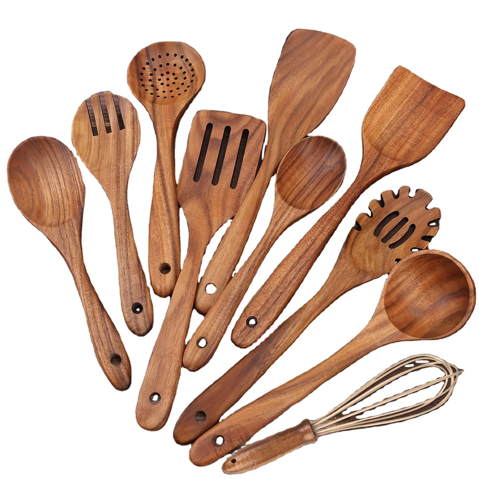 Teak Wood Cooking Spoon and Spatula Set Non-Stick Durable Utensil Set Baking  Cooking and Mixing Kitchen Accessories