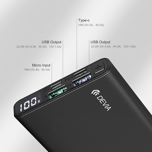 Devia Ultra Slim kép USB ngân hàng điện cầm tay 10000mAh sạc nhanh thông minh thiết bị di động công suất cao với màn hình - Product Image 4