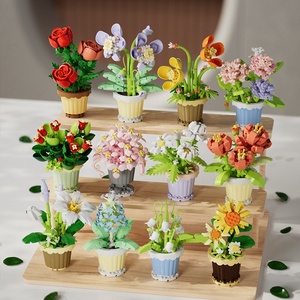 Blocs de construction de fleurs succulentes, petites particules, assemblage, simulation, bricolage, emballage en boîte colorée, pot de fleurs compatible Lego Flowers - Product Image 2