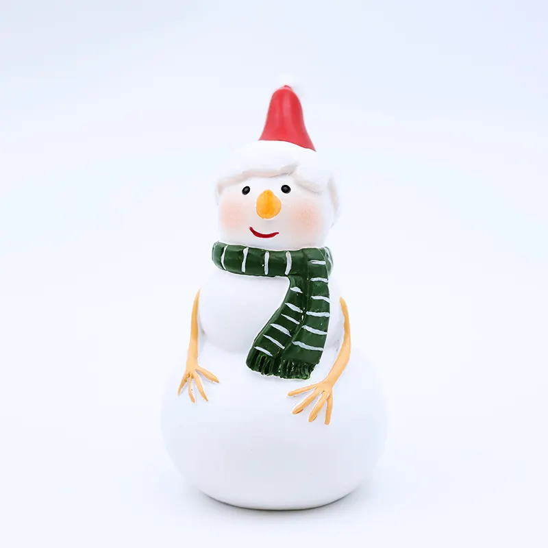 Personalizada decoración de Navidad para el hogar mini estatua de mesa al por mayor artesanía de resina muñeco de nieve de pie figurin ornamento
