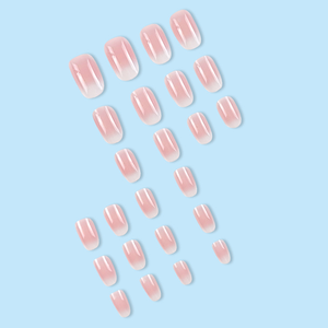 24 Uñas Postizas Acrílicas Hechas a Mano, Cortas, Redondas, Rosas y Blancas, Personalizadas - Product Image 3