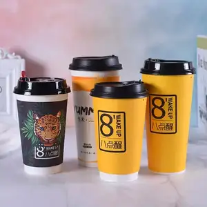 Özelleştirilmiş baskılı tek kullanımlık çift duvar oluklu sıcak içecek kağıt kahve bardağı gıda sınıfı kağıt özel Logo kabul edilebilir