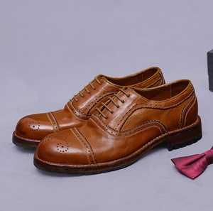 Chaussures en cuir avec empiècements élastiques et talon résistant à l'usure, chaussures à lacets pour hommes, chaussures habillées - Product Image 5