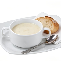 Tasse à soupe en céramique blanche avec soucoupe 280 ml, bol à soupe en porcelaine avec poignées pour servir la soupe, le dessert, restaurant, maison, cuisine