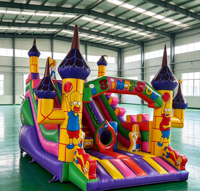 Château gonflable avec toboggan pour enfants, utilisation intérieure et extérieure, matériau PVC gonflable de qualité export, respectueux de l'environnement