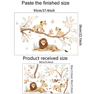 Animal de la forêt <span class=keywords><strong>Lion</strong></span> King <span class=keywords><strong>famille</strong></span> papillon stickers muraux salon canapé décoration papier peint auto-adhésif PVC papiers peints - Product Image 6
