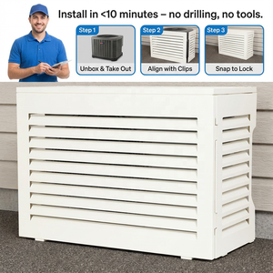 YOD HVAC, unité extérieure en aluminium thermolaqué, couverture de climatisation, imperméable, antirouille, anti-grêle, design à persiennes pour condenseur de pompe à chaleur - Product Image 5